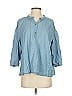 J.Jill Solid Blue 3/4 Sleeve Button-Down Shirt Size S - photo 1