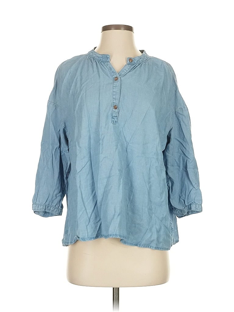 Click to view more detailed imagery on our partner's website Pre-owned Jjill 3/4 Sleeve Button Down Shirt In Blue