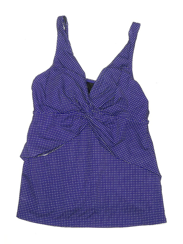Click to view more detailed imagery on our partner's website Pre-owned Talbots Swimsuit Top Purple Houndstooth Pattern Swimwear