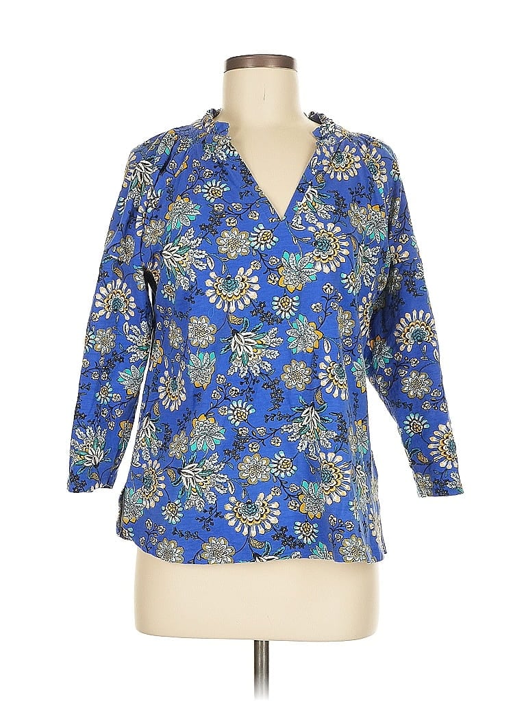 Pre-owned Soft Surroundings 3/4 Sleeve Blouse In Blue