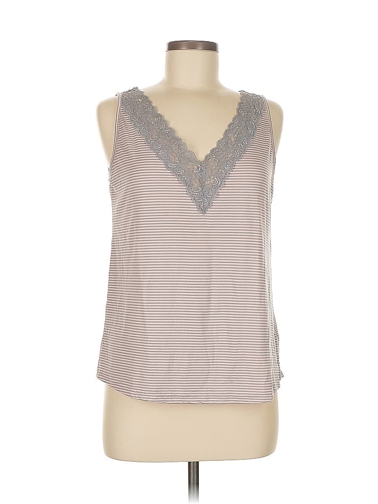 Click to view more detailed imagery on our partner's website Pre-owned Tahari Tank Top Gray Plunge Neckline Tops