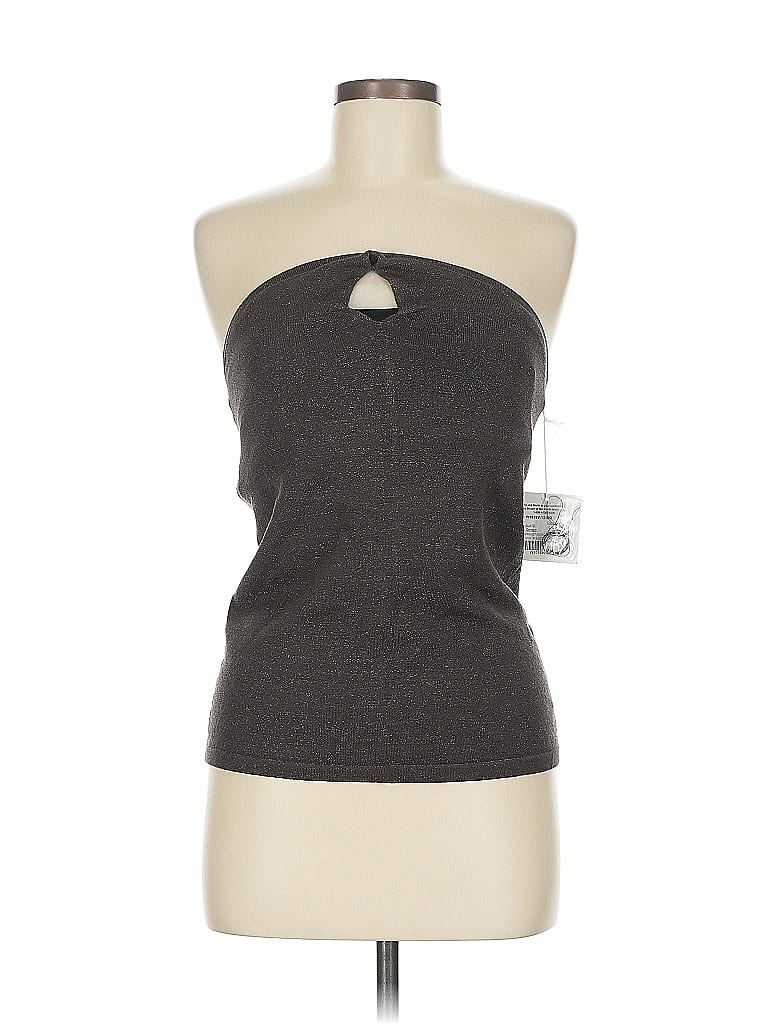 Worth Sleeveless Silk Top Gray Strapless Neckline Tops In Gray