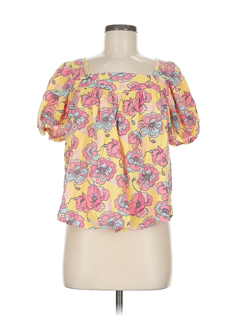 Pre-owned True Craft Short Sleeve Blouse In Yellow