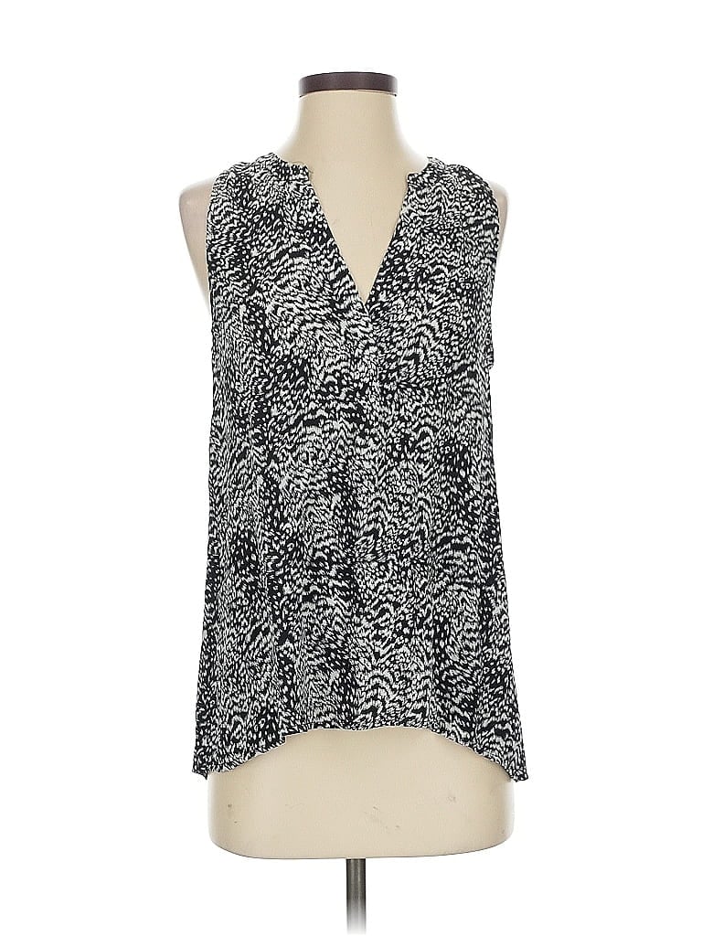 Pre-owned Joie Sleeveless Silk Top Silver Plunge Neckline Tops