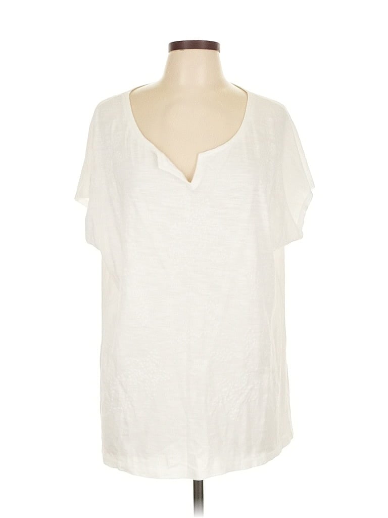 Pre-owned Talbots Outlet Short Sleeve Top Ivory V Neck Tops In White