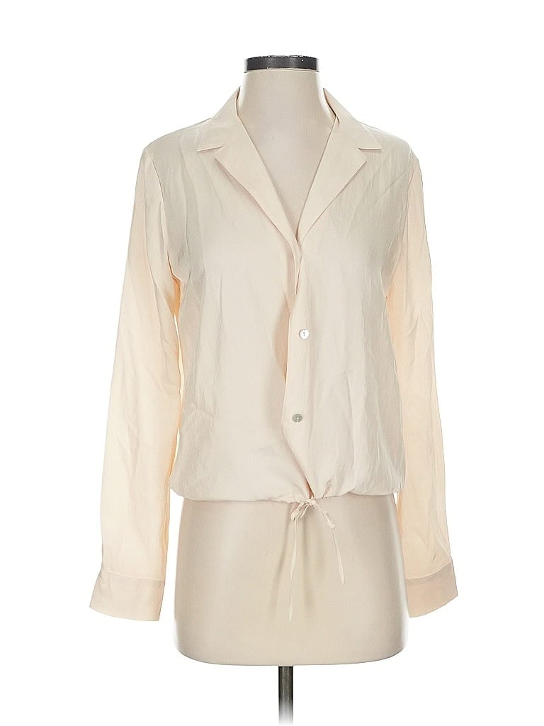Pre-owned Vince Long Sleeve Blouse In White