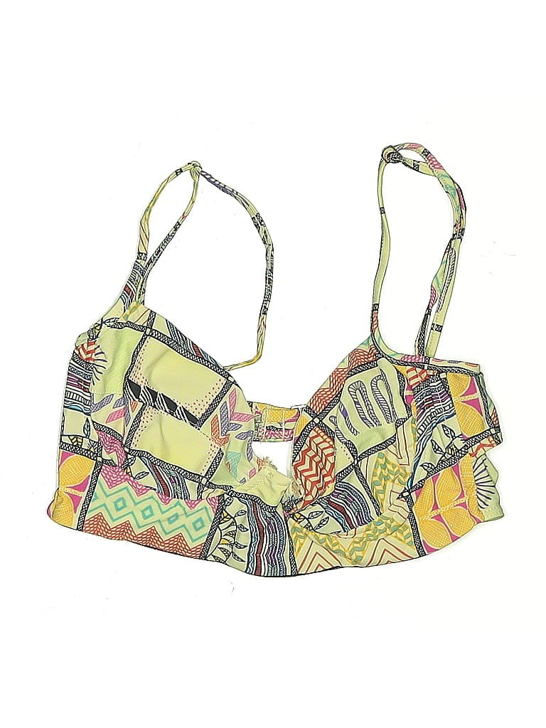 Pre-owned Mara Hoffman Swimsuit Top Green Print Pattern Swimwear