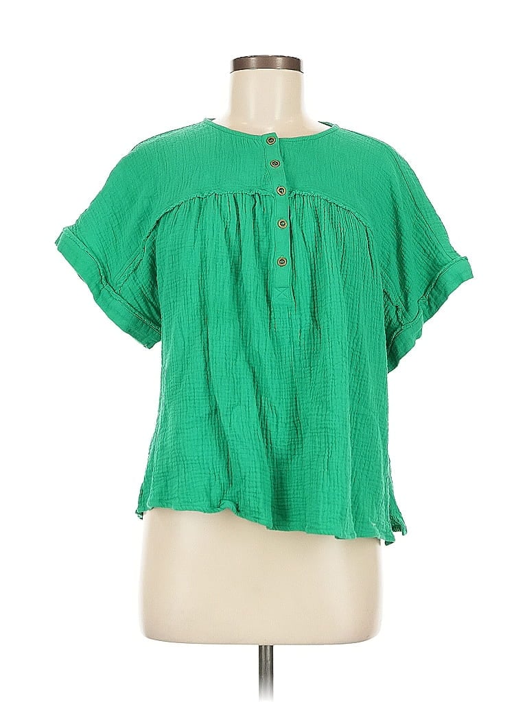 Pre-owned Oddi Short Sleeve Blouse In Green