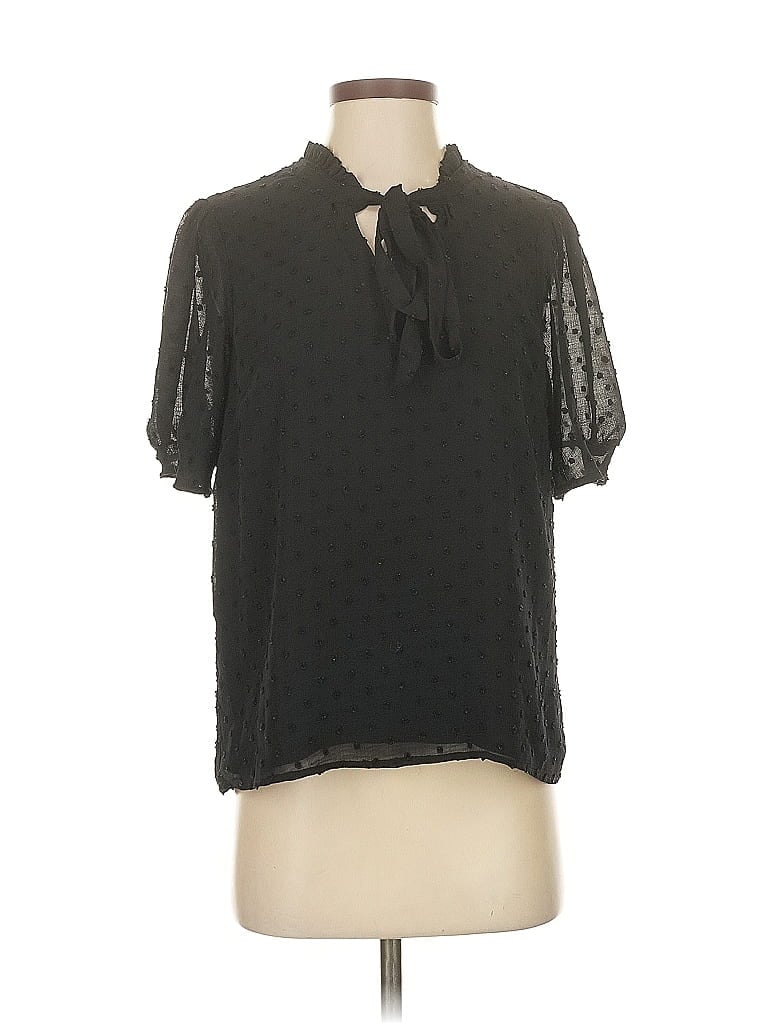 Pre-owned Cece Short Sleeve Blouse In Black