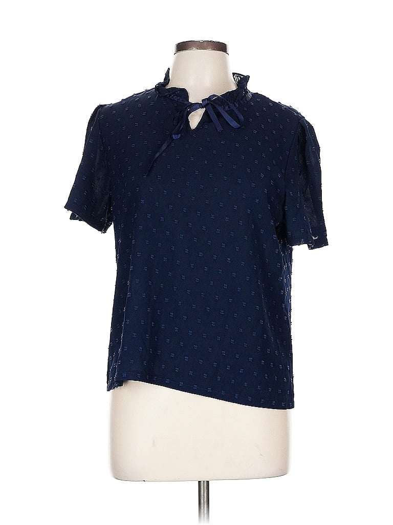 Pre-owned Unbranded Short Sleeve Blouse In Blue