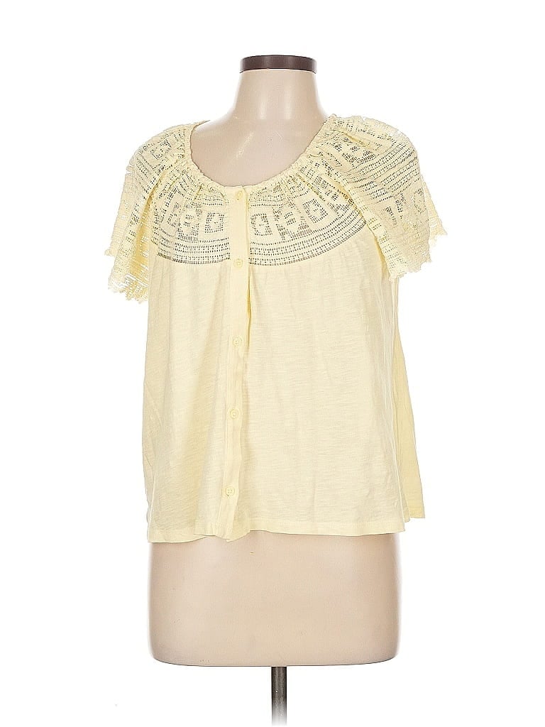 Pre-owned Ann Taylor Loft Short Sleeve Blouse In Yellow