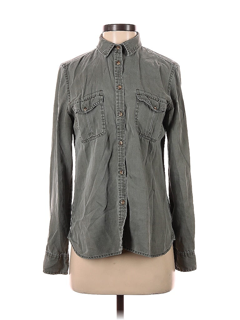 Pre-owned American Eagle Outfitters Long Sleeve Button Down Shirt In Gray