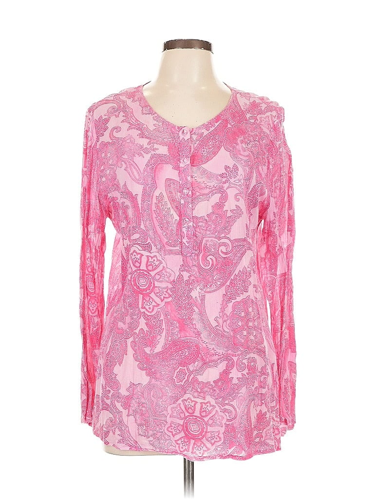 Pre-owned Jones New York Signature Long Sleeve Blouse In Pink