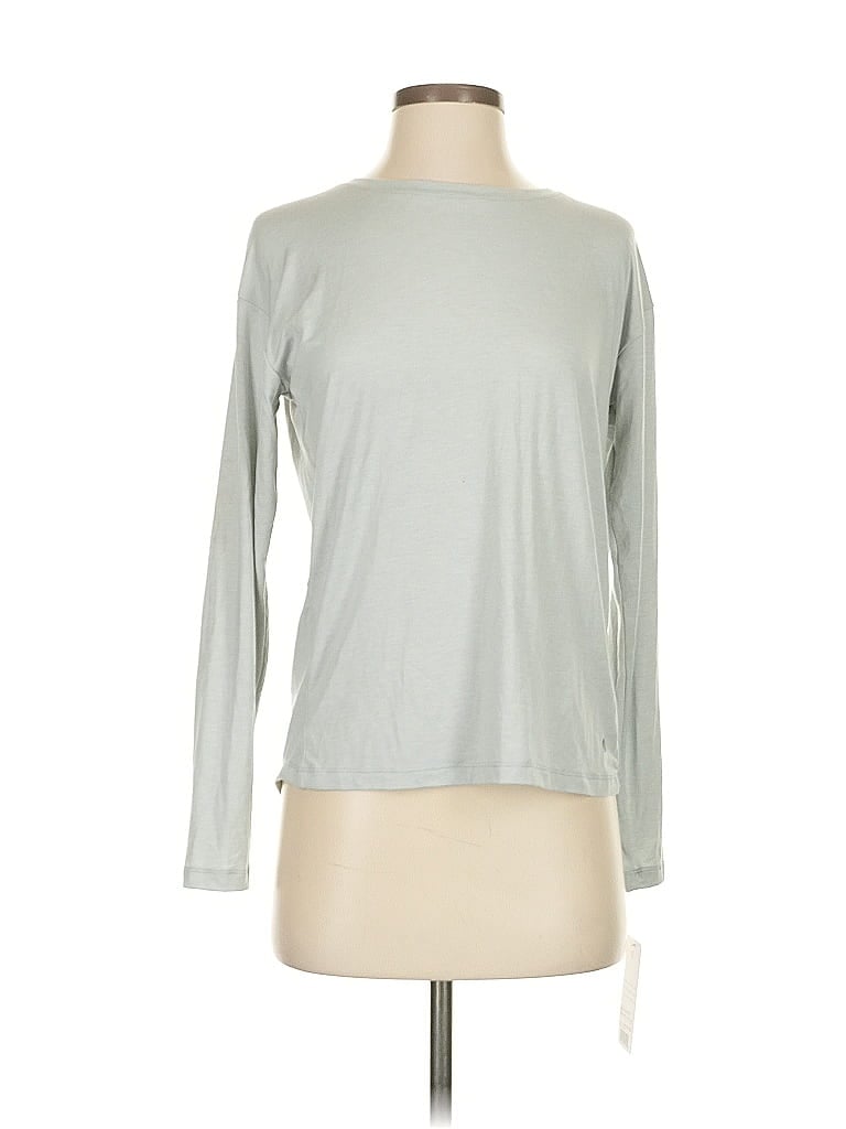 Pre-owned Apana Long Sleeve Top Gray Crew Neck Tops