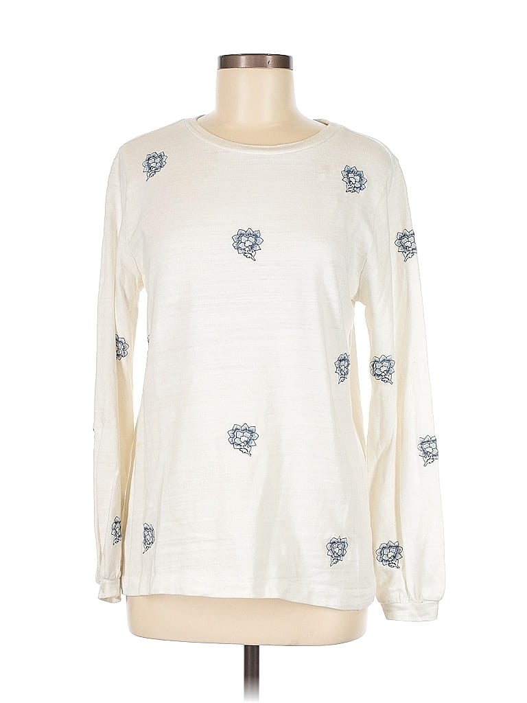 Pre-owned Ann Taylor Loft Pullover Sweater In White