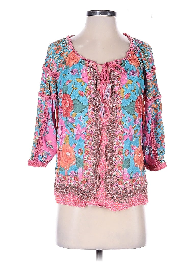 Pre-owned John Mark 3/4 Sleeve Blouse In Pink