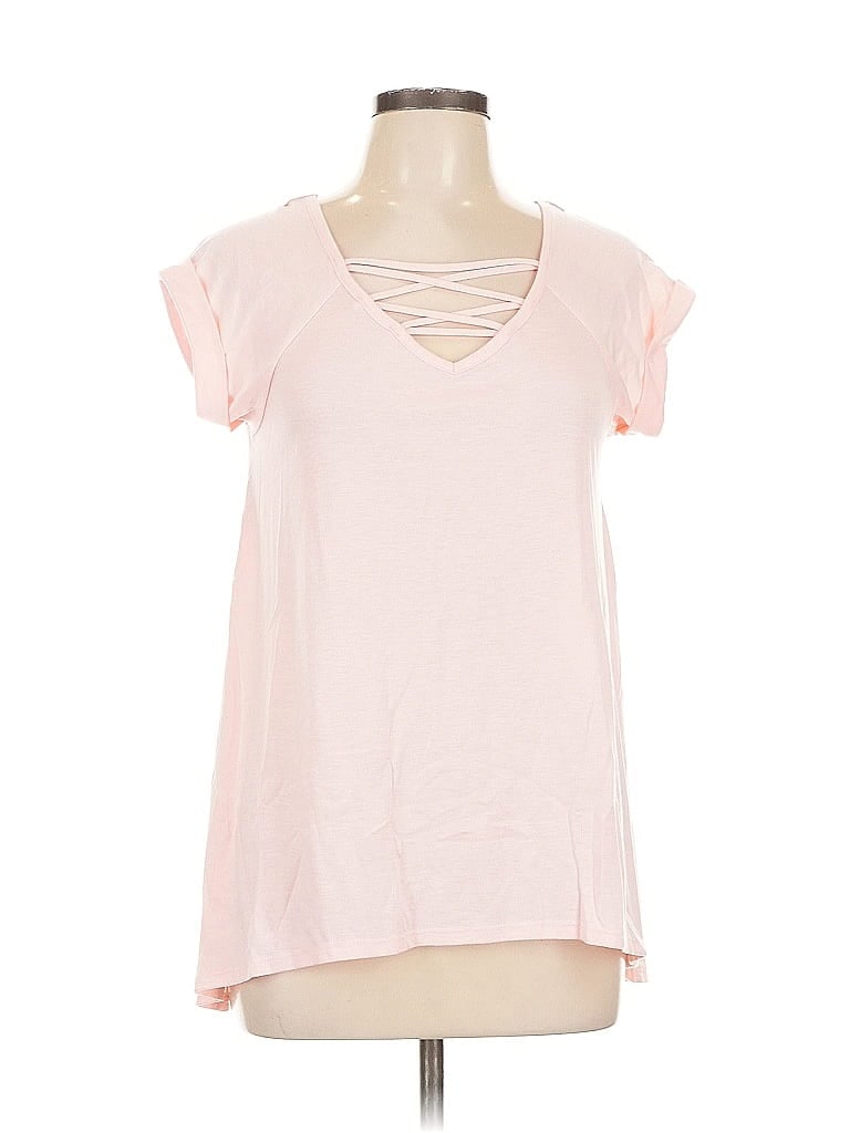 Pre-owned No Boundaries Short Sleeve Top Pink Cold Shoulder Neckline Tops