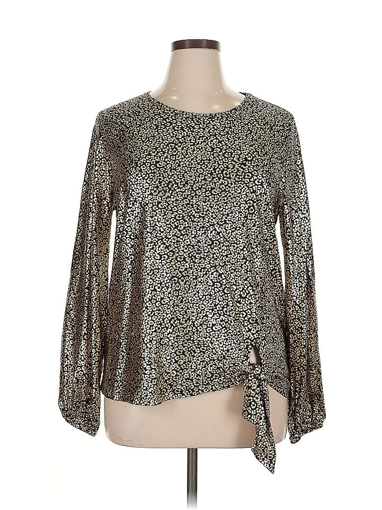 Pre-owned Michael Michael Kors Long Sleeve Blouse In Gold