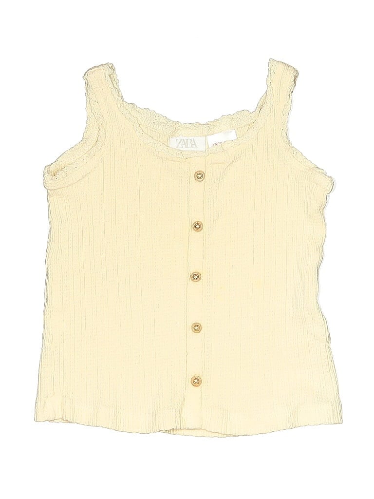 Pre-owned Zara Kids' Tank Top Yellow Ruffles Neckline Tops