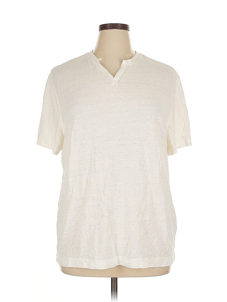 Pre-owned Banana Republic Factory Store Short Sleeve Top Ivory V Neck Tops In White