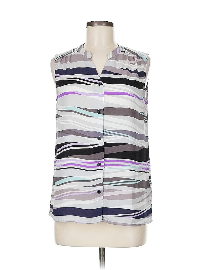 Pre-owned Nine West Sleeveless Button Down Shirt In Purple