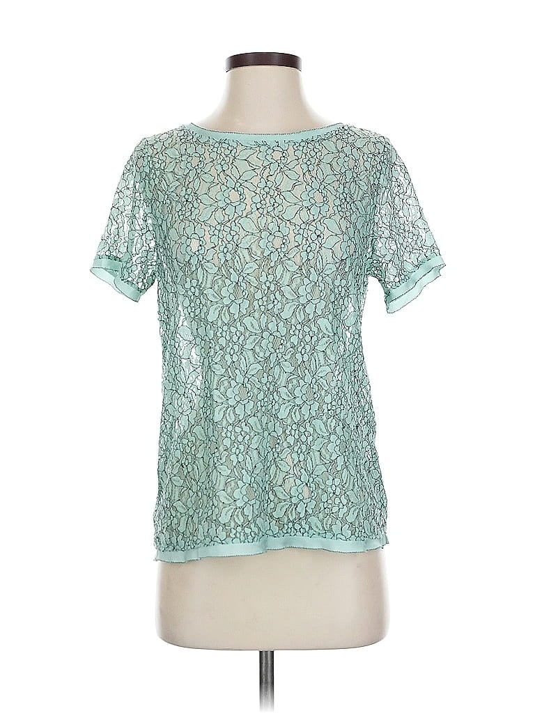 Pre-owned Ann Taylor Loft Short Sleeve Blouse In Blue