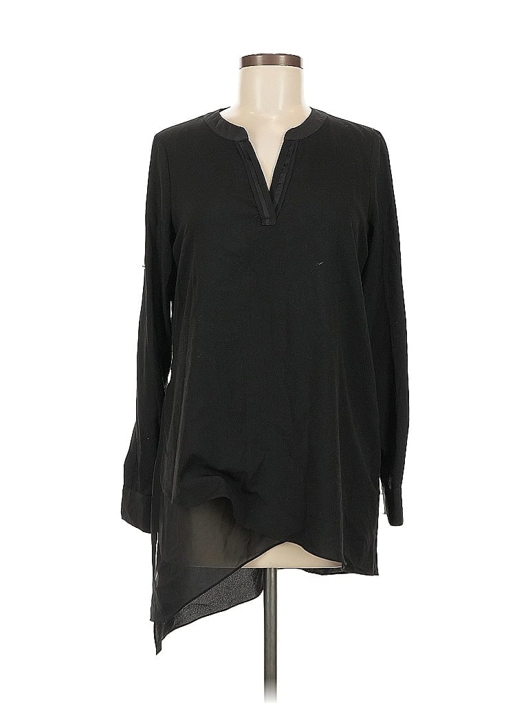 Pre-owned White House Black Market Long Sleeve Blouse In Black