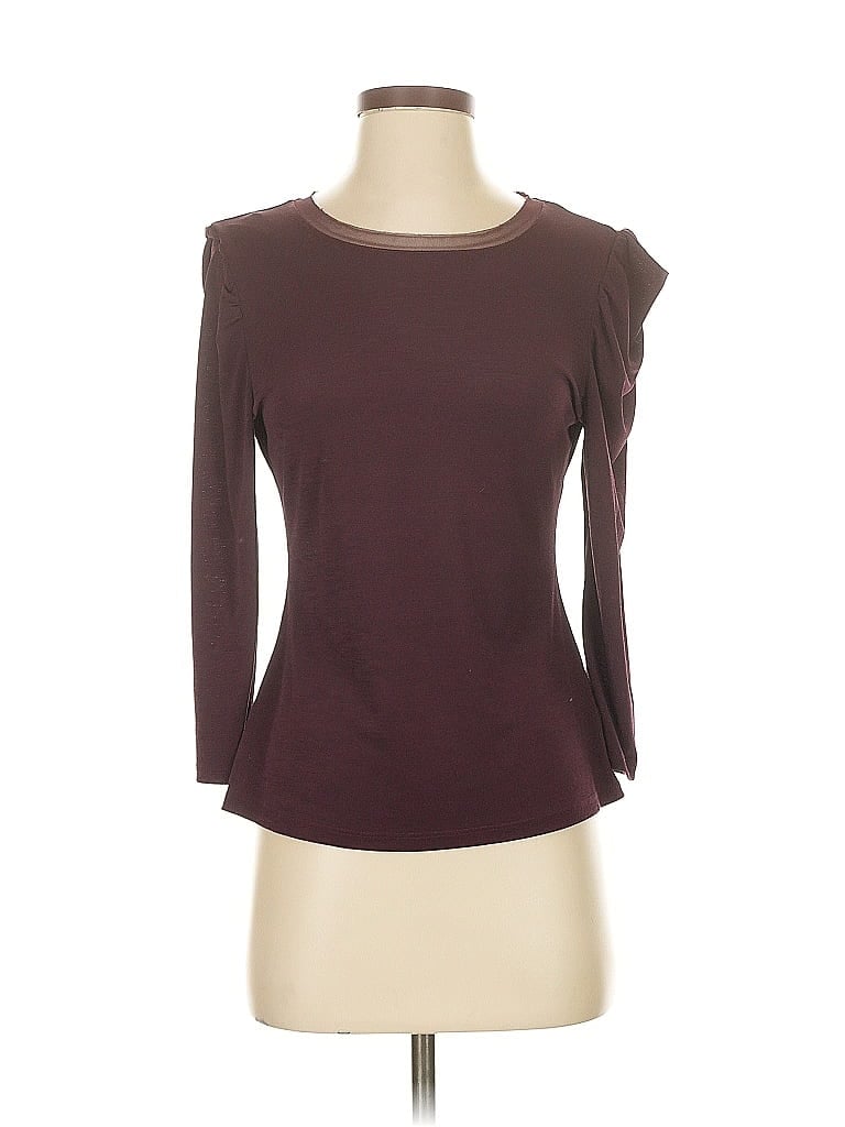 Pre-owned Bar Iii 3/4 Sleeve T-shirt In Burgundy