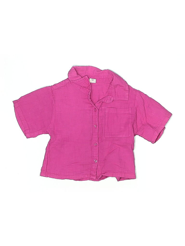 Pre-owned Baby Gap Kids' Short Sleeve Button Down Shirt In Pink