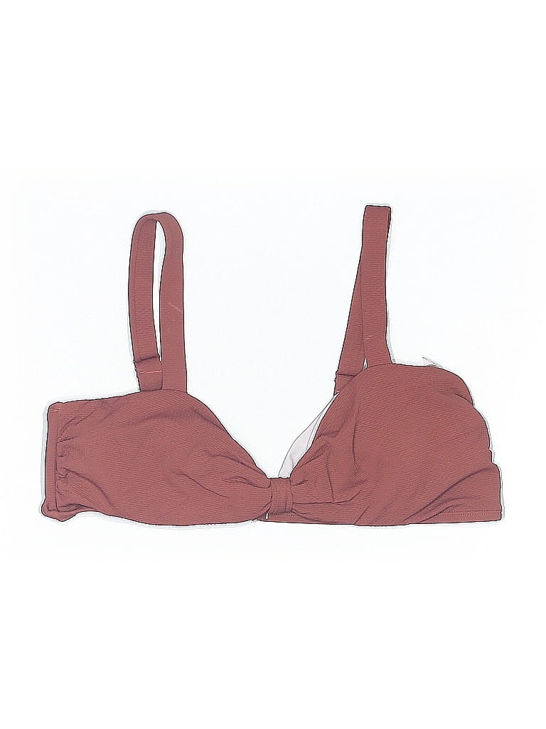 Pre-owned Unbranded Swimsuit Top Brown Solid Pattern Swimwear