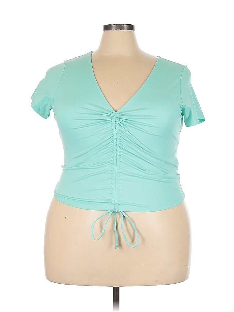 Pre-owned Fabletics Tank Top Teal Plunge Neckline Tops In Blue