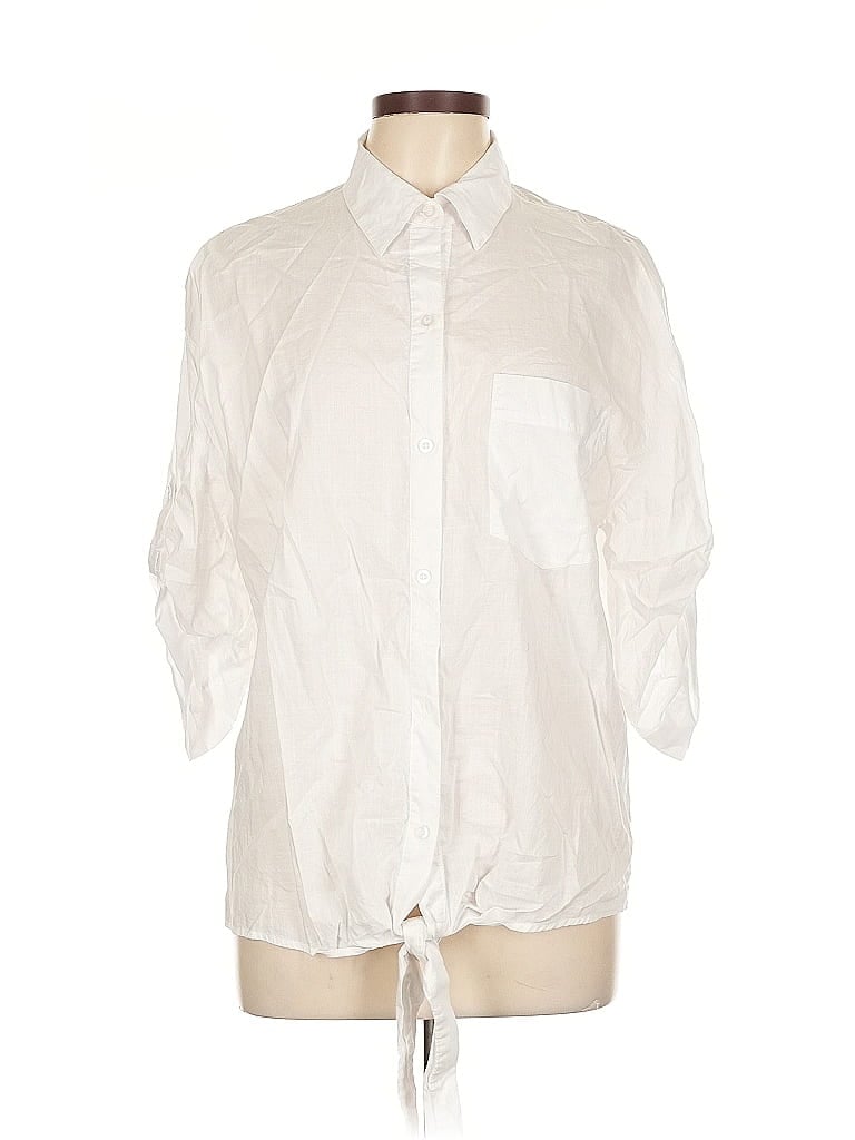Pre-owned Boston Proper 3/4 Sleeve Button Down Shirt In White