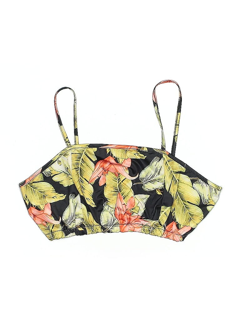 Pre-owned Unbranded Swimsuit Top Yellow Tropical Pattern Swimwear