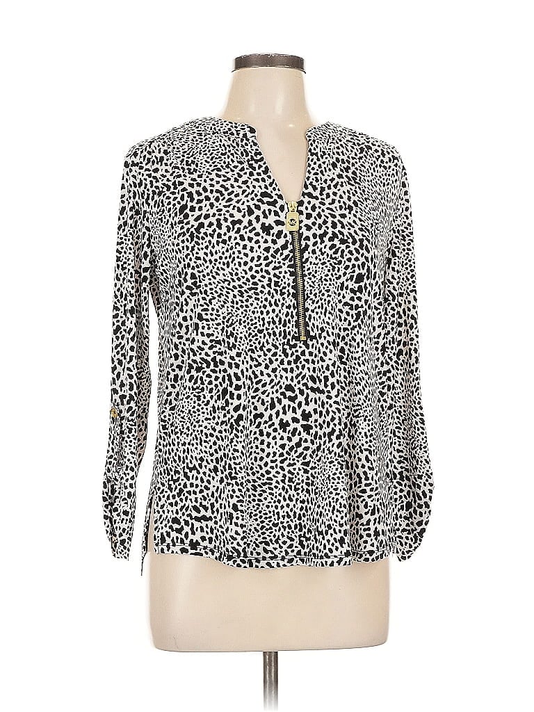 Pre-owned Michael Michael Kors Long Sleeve Blouse In Silver