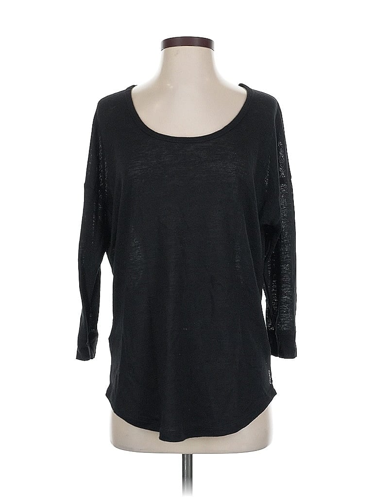 Pre-owned Uniquely Lorna Jane 3/4 Sleeve T-shirt In Black