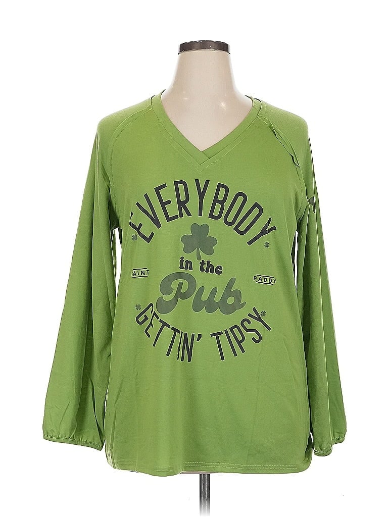 Pre-owned Unbranded 3/4 Sleeve T-shirt In Green