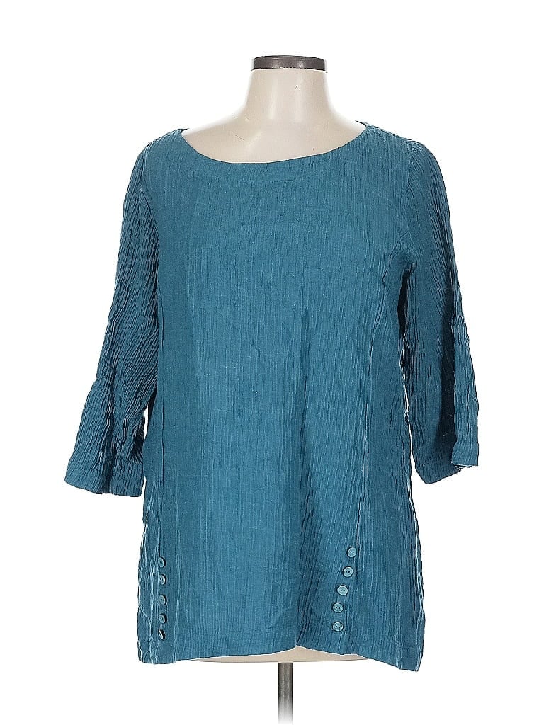 Pre-owned Soft Surroundings 3/4 Sleeve Blouse In Blue