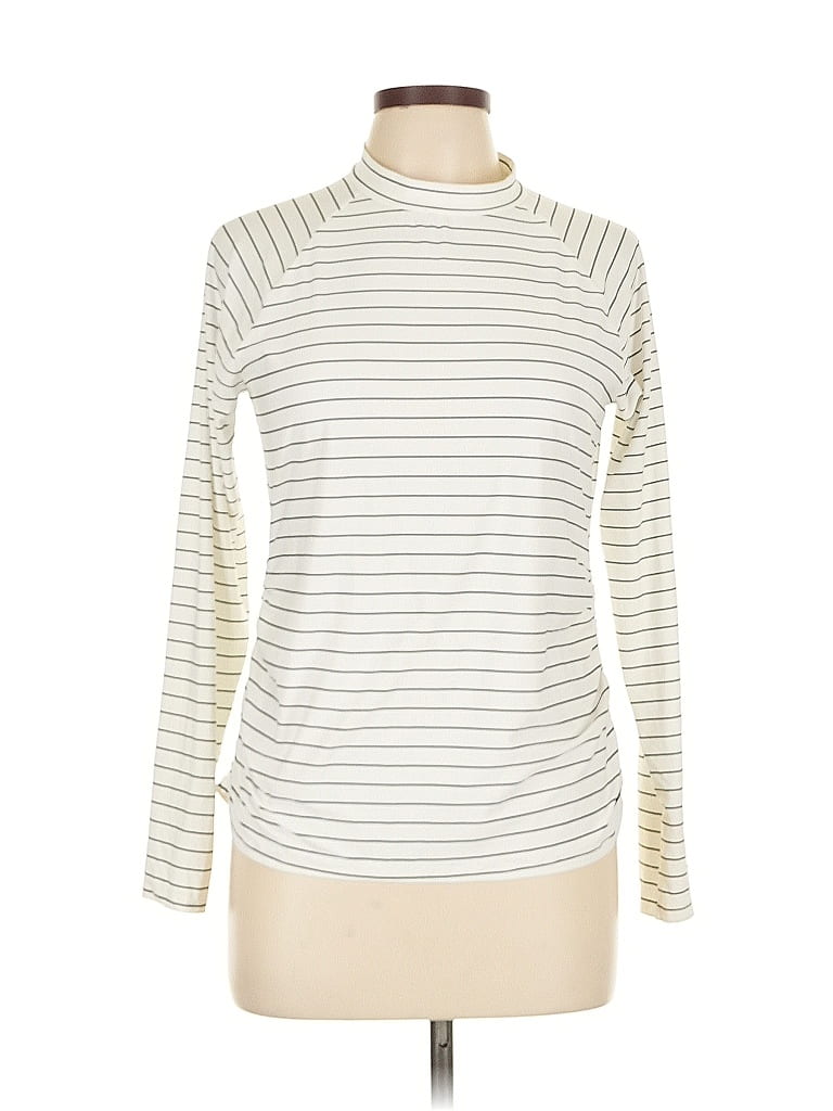 Pre-owned Calia Long Sleeve Top Ivory Turtleneck Tops In White