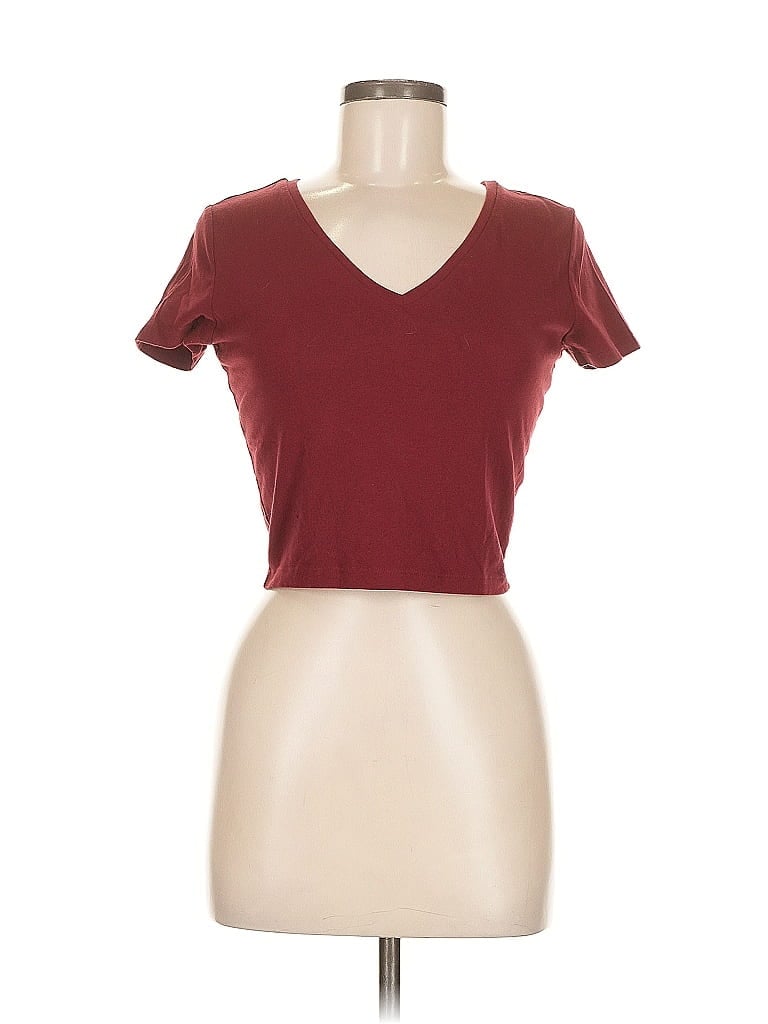 Pre-owned Wild Fable Short Sleeve T-shirt In Burgundy
