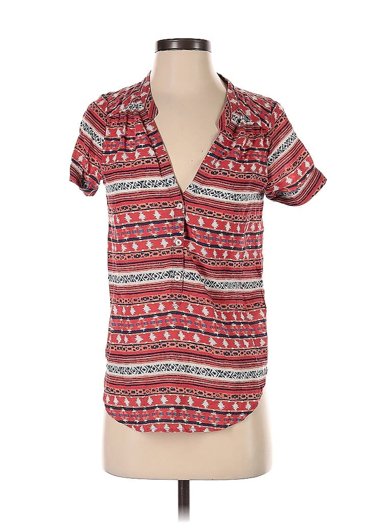 Pre-owned Lucky Brand Short Sleeve Blouse In Red
