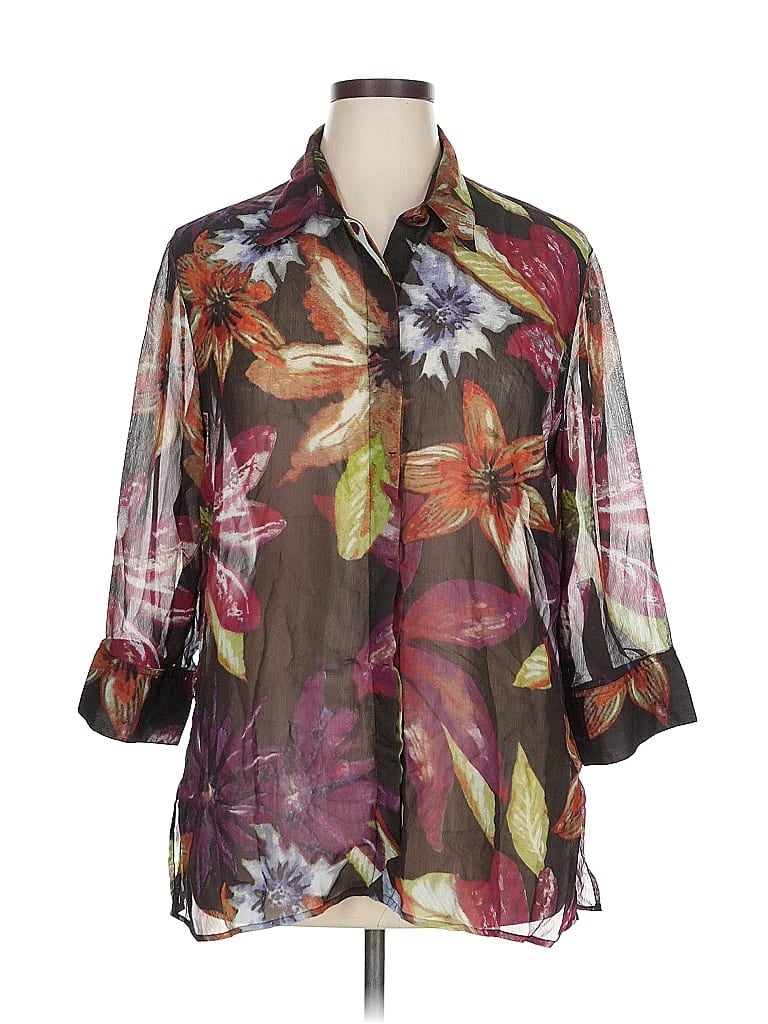 Click to view more detailed imagery on our partner's website Pre-owned Chico's 3/4 Sleeve Blouse In Brown