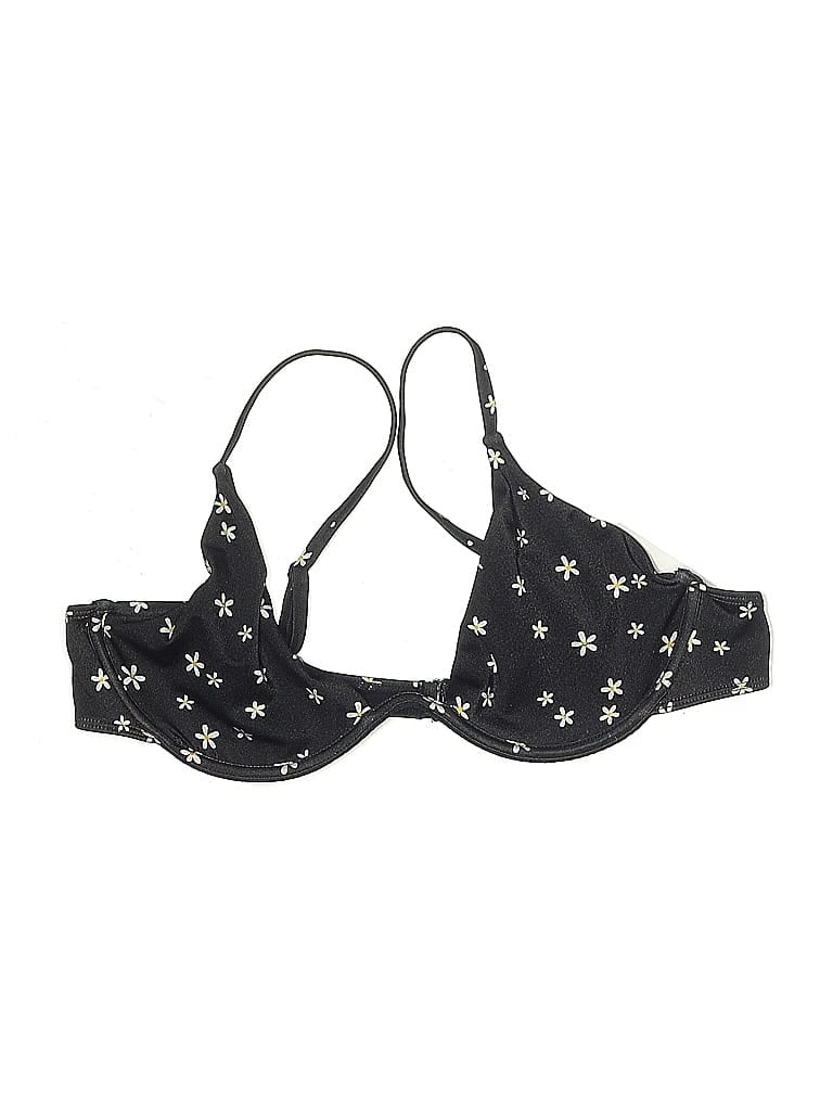 Pre-owned Kendall & Kylie Swimsuit Top Black Stars Pattern Swimwear