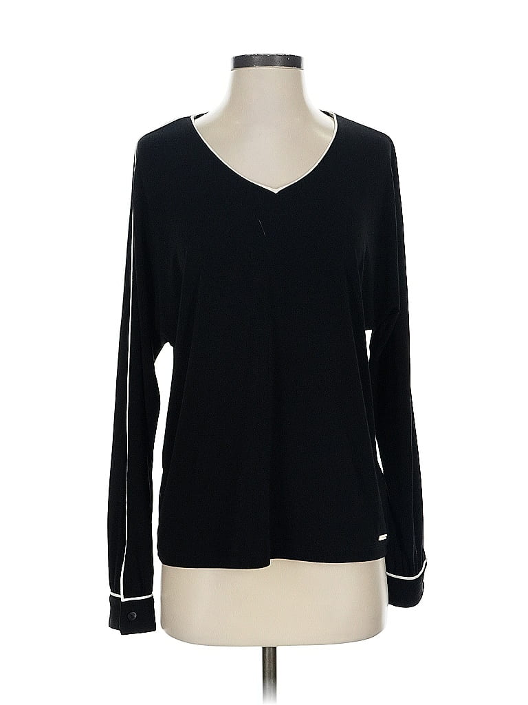 Click to view more detailed imagery on our partner's website Pre-owned T Tahari Long Sleeve Top Black V Neck Tops
