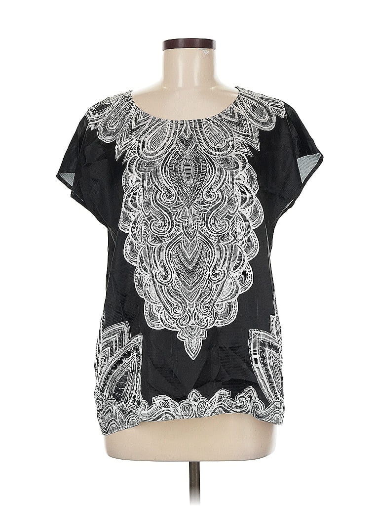 Pre-owned Travelers By Chico's Short Sleeve Blouse In Black