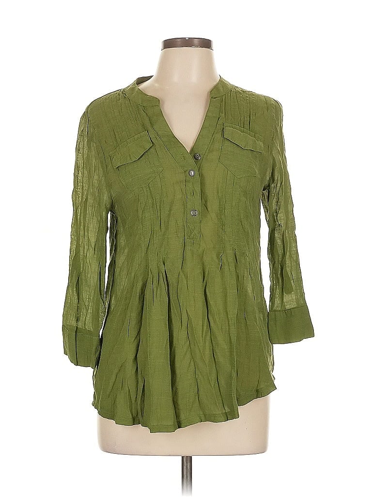 Pre-owned Assorted Brands Long Sleeve Blouse In Green