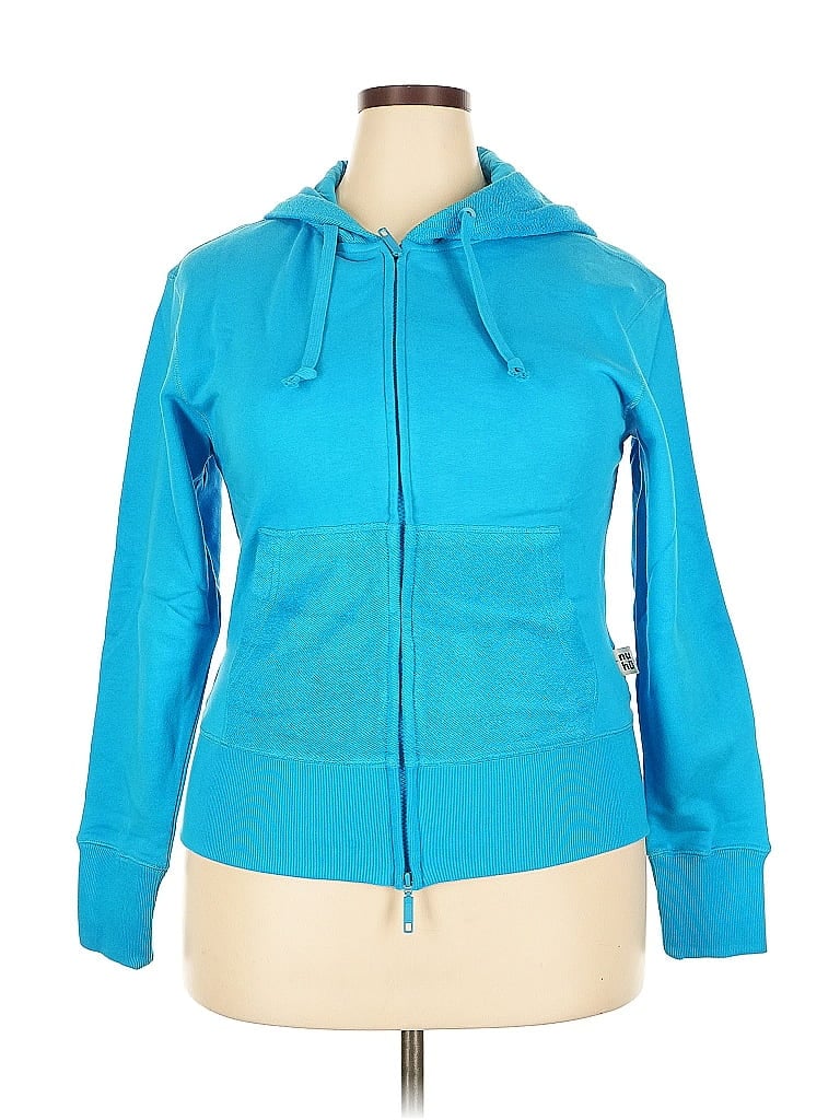 Pre-owned Assorted Brands Zip Up Hoodie In Blue