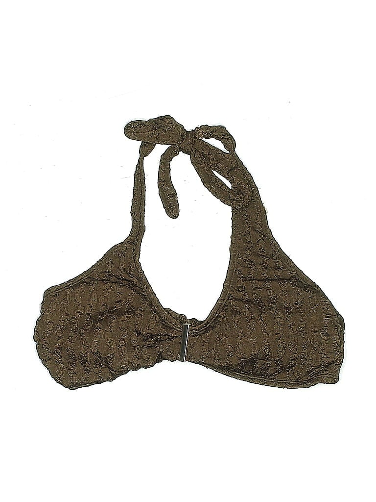 Pre-owned Unbranded Swimsuit Top Brown Tweed Pattern Swimwear