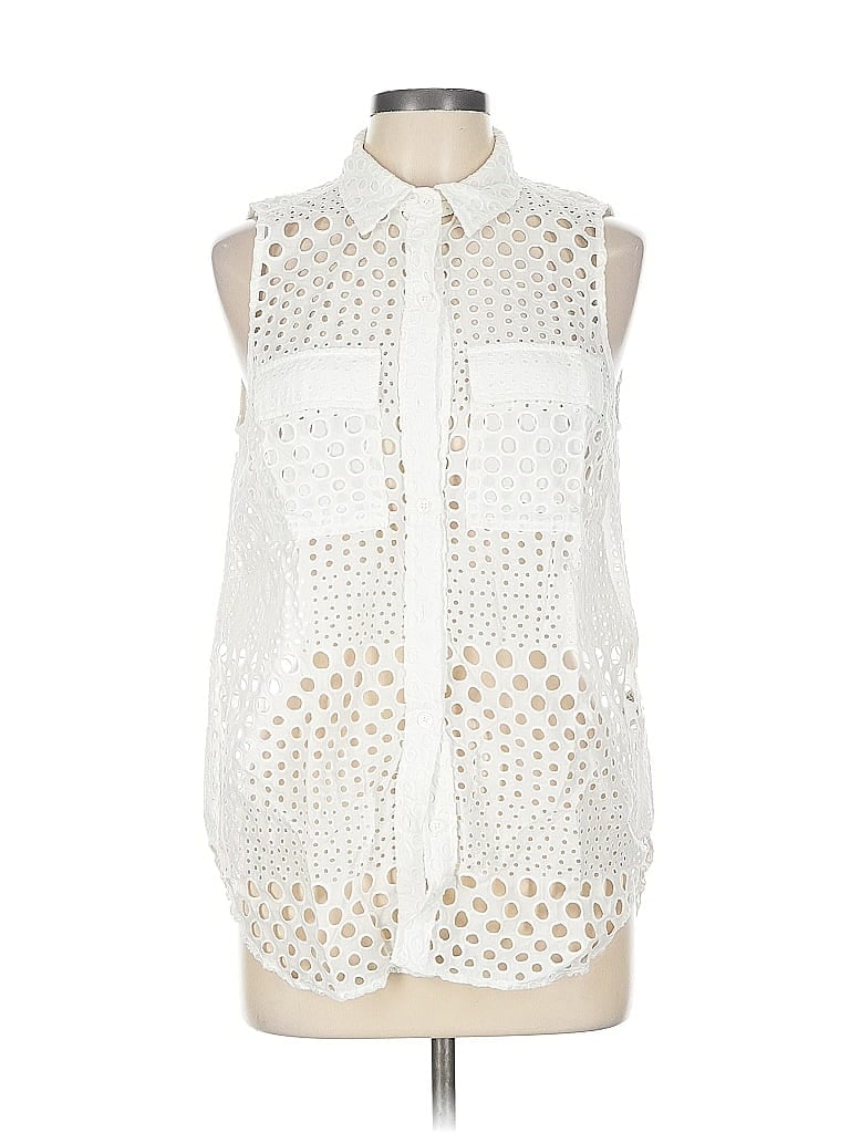Pre-owned Michael Michael Kors Sleeveless Button Down Shirt In White