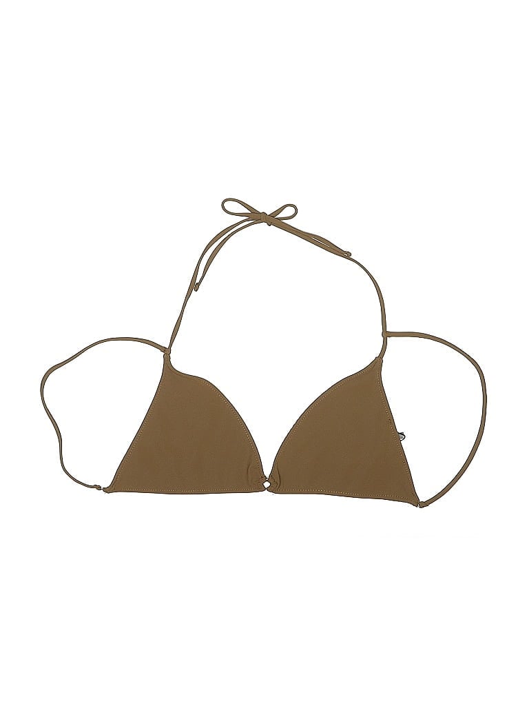 Zara Swimsuit Top Brown Solid Pattern Swimwear