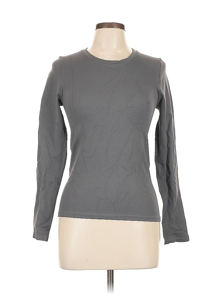 Pre-owned Oqq Long Sleeve T-shirt In Gray